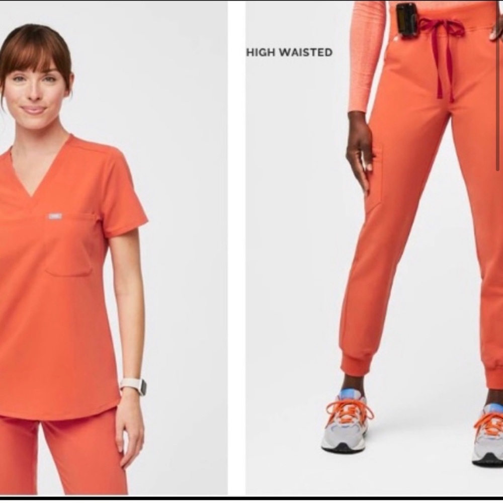 Figs sunset orange set NWOT
